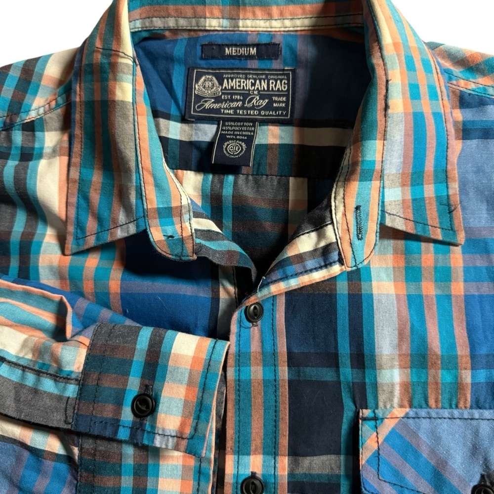 American Rag mens plaid long sleeve button down shirt size medium